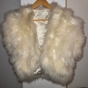 90's real feather shrug open front cardigan
